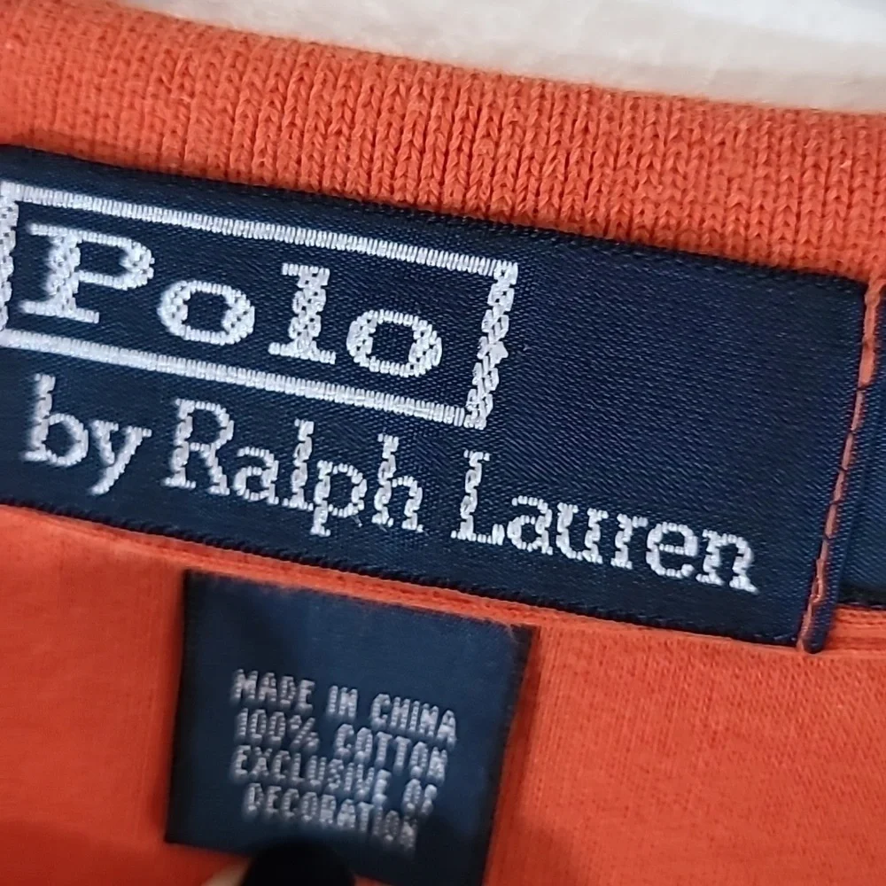 POLO by RALPH LAUREN Men's Orange Long-Sleeve Polo Shirt w/Iconic Logo, size L.